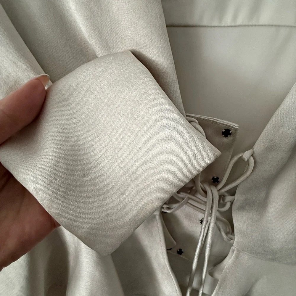 Alexis Cream Tie-Front Ruffle Jacket - Picture 3 of 7